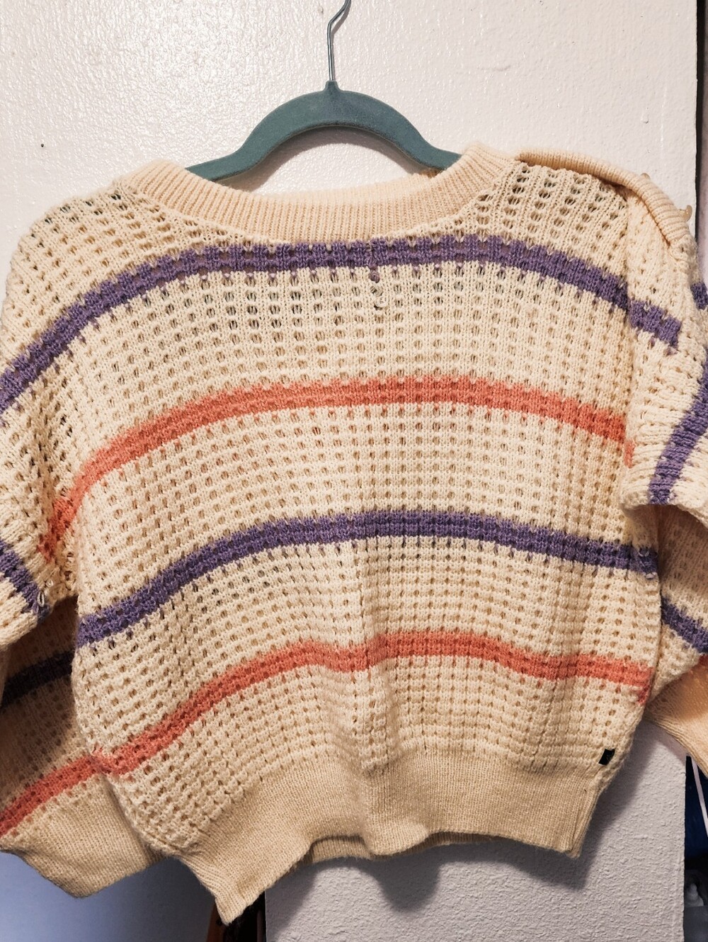 "WRANGLER" WOMEN'S 80'S CROPPED SWEATER - CREAM MULTI